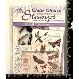 Royal Langnickel Clear Friends Butterfly Dragonfly Stamp Set Acrylic Bloc CCS004